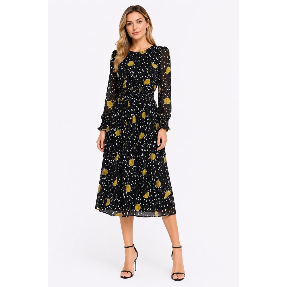 English Factory Lemon Print Smocked Waist Midi Dress – XS – NWOT